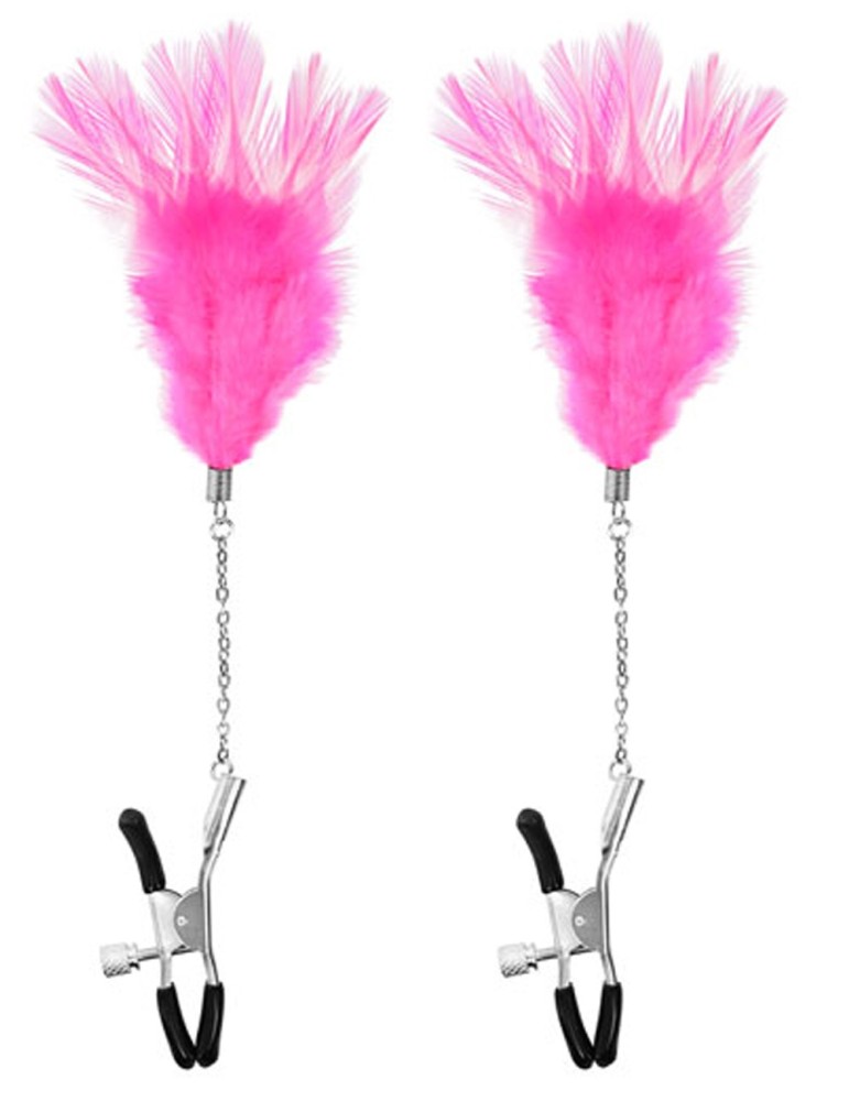 Pinces à seins pression réglable plumes roses - CC5700710204 Pinces à seins pression réglable plumes roses - CC5700710204