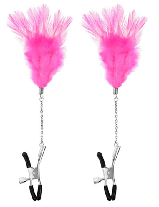 Pinces à seins pression réglable plumes roses - CC5700710204 Pinces à seins pression réglable plumes roses - CC5700710204