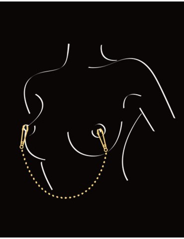 Pinces à seins pression réglable reliées par une chaîne argentée - CC570067 2