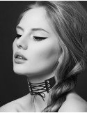 Collier en cuir noir SM avec lacet - CC6060020010