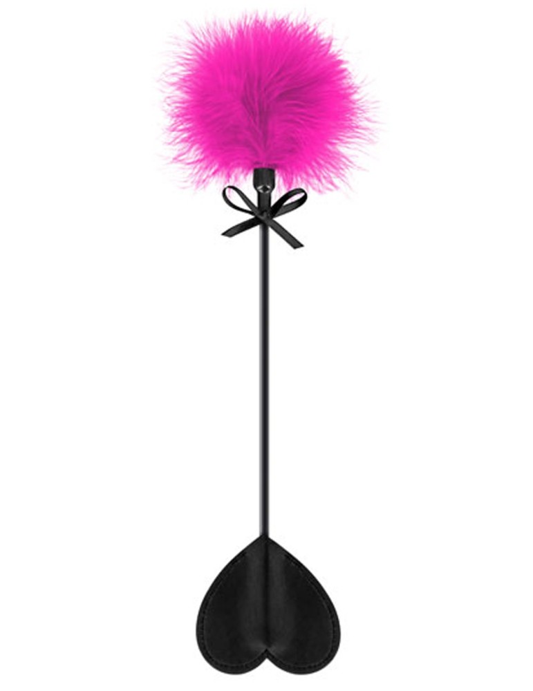 Cravache noire coeur bdsm avec plumeau rose - CC5700760201 Cravache noire coeur bdsm avec plumeau rose - CC5700760201