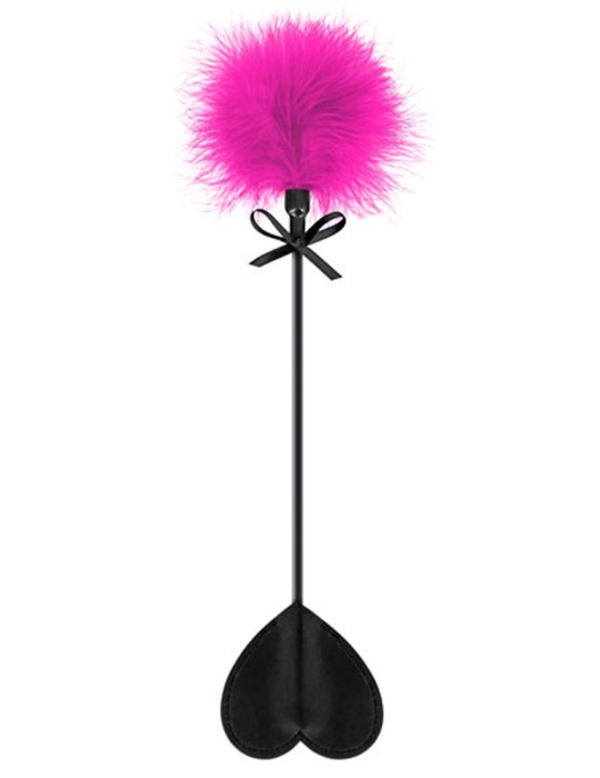 Cravache noire coeur bdsm avec plumeau rose - CC5700760201 Cravache noire coeur bdsm avec plumeau rose - CC5700760201