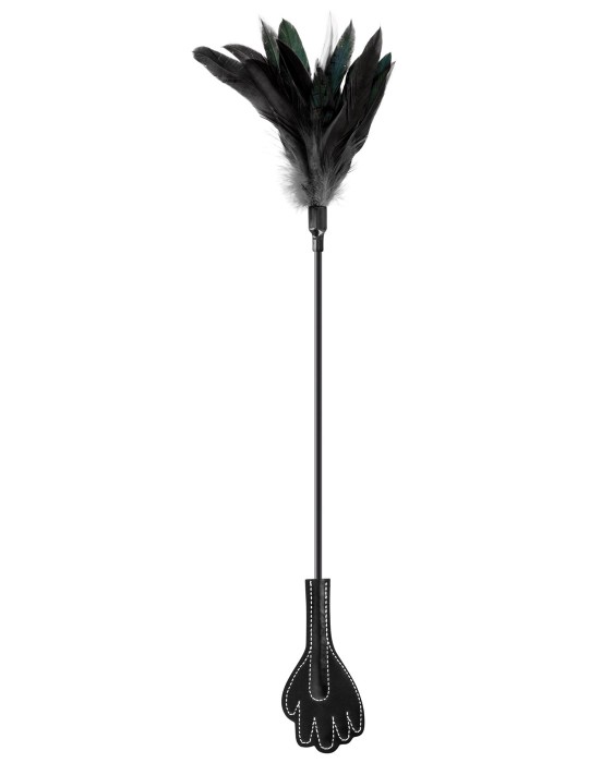 Cravache main noire bdsm avec plumes noires - CC570075 Cravache main noire bdsm avec plumes noires - CC570075