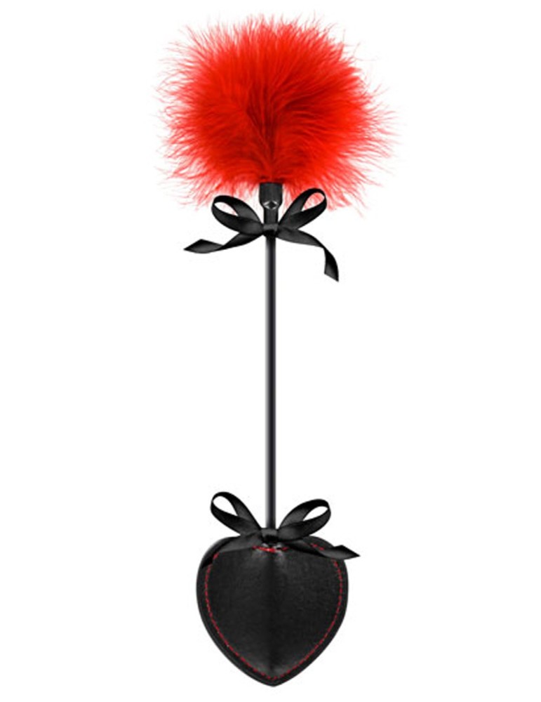 Cravache coeur noire bdsm avec plumeau rouge - CC570073 Cravache coeur noire bdsm avec plumeau rouge - CC570073