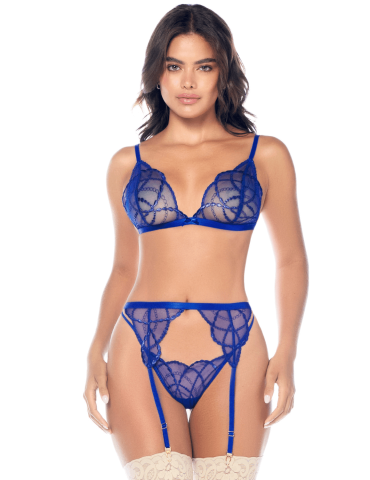 Ensemble sexy 3 pièces avec broderie brillante - MAL8944SAPP