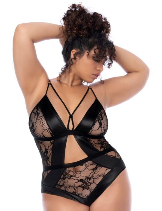 Body noir dos nu grande taille - MAL8881XBLK Body noir dos nu grande taille - MAL8881XBLK