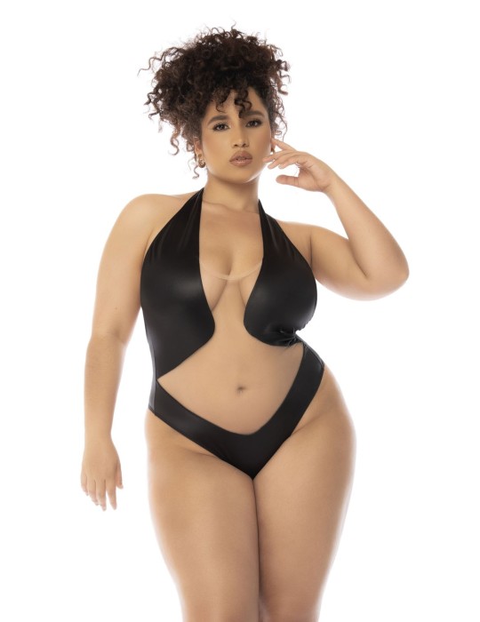 Body dos nu Romy grande taille couleur noir et chair, résille transparente - MAL2745XNUBK Body dos nu Romy grande taille couleur noir et chair, résille transparente - MAL2745XNUBK