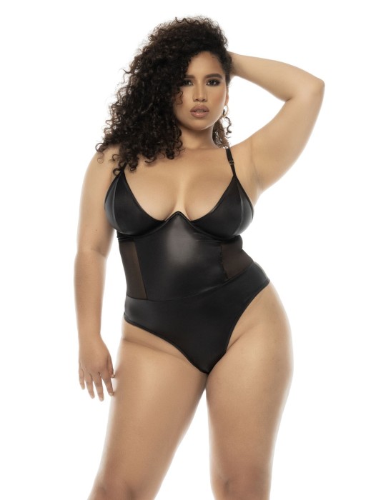 Bodystring Bibi grande taille en wetlook noir avec armatures, bretelles réglables - MAL2752XWBLK Bodystring Bibi grande taille en wetlook noir avec armatures, bretelles réglables - MAL2752XWBLK