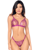Ensemble sexy 2 pièces en dentelle satinée - MAL8947PKAG