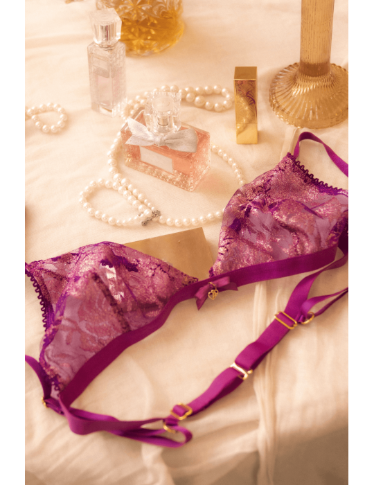 Ensemble sexy 2 pièces en dentelle satinée - MAL8947PKAG