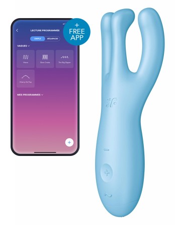 Stimulateur de clitoris connecté Threesome 4 14cm Tiurquoise