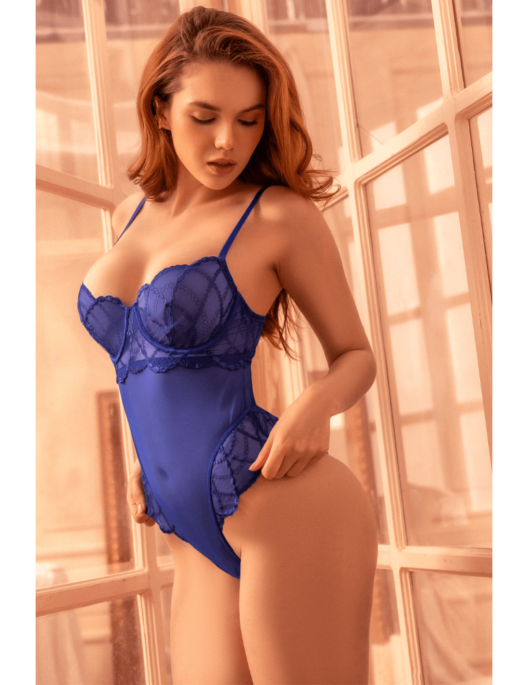 Teddy sexy bleu saphir à armatures - MAL8946SAPP