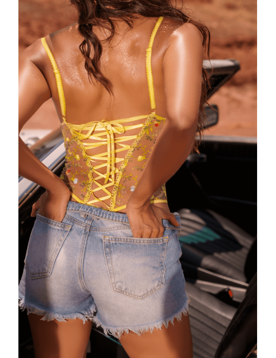 Body string jaune brodé - MAL8925SUN