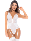 Body blanc avec jarretelles intégrées - MAL8934WHT