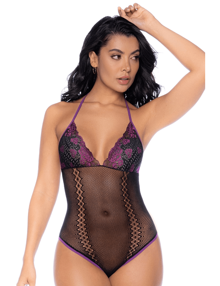 Body noir et violet et mitaines amovibles - MAL1121BKPU