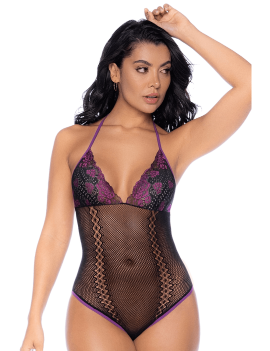 Body noir et violet et mitaines amovibles - MAL1121BKPU
