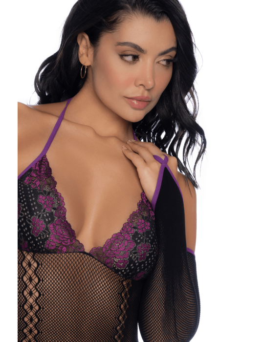 Body noir et violet et mitaines amovibles - MAL1121BKPU