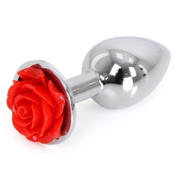 Plug Bijou anal Alu avec Rose 6 x 2.8 cm