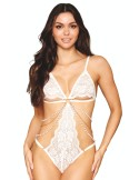 Body blanc avec perles et chainettes - DG13310WHT