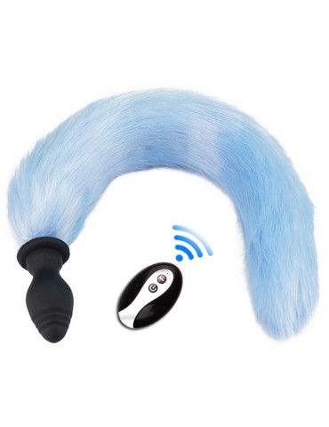 Plug Queue vibrant Fox Tail Vibe 6.5 x 3.2cm Queue 40cm Bleue