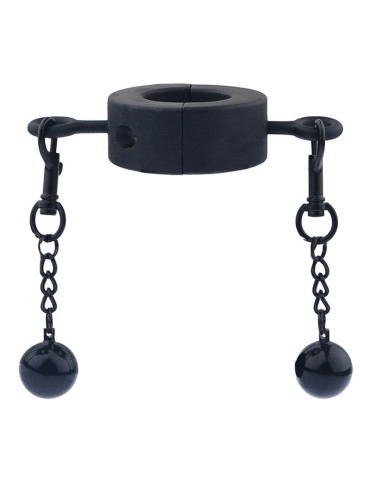 Ballstretcher en métal avec Boules Testicle S 32mm - Hauteur 12mm - Poids 275g Noir