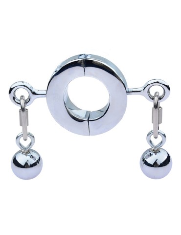 Ballstretcher en métal avec Boules Testicle S 32mm - Hauteur 12mm - Poids 325g Argenté