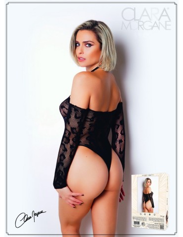 Body résille noire manches longues - Le Numéro 5 - Collection Body - CM98006 2