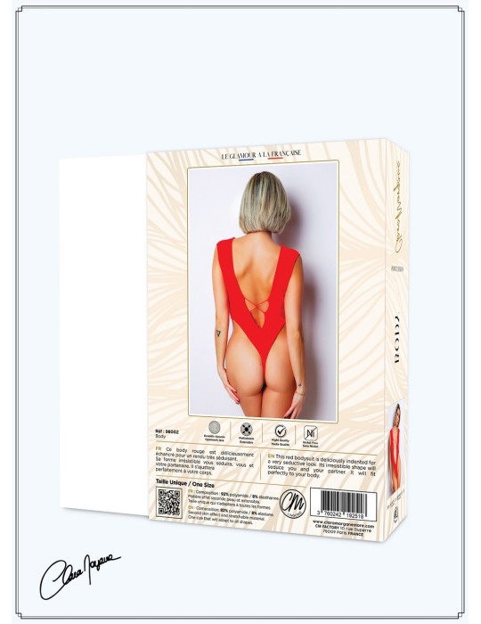 Body Rouge avec décolleté plongeant - Le Numéro 2 - Collection Body - CM98002
