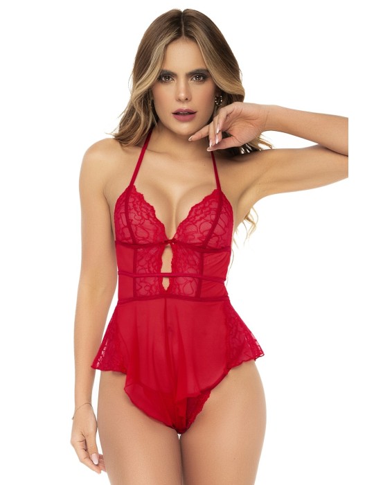Body rouge effet babydoll et string assorti - MAL7445RED Body rouge effet babydoll et string assorti - MAL7445RED