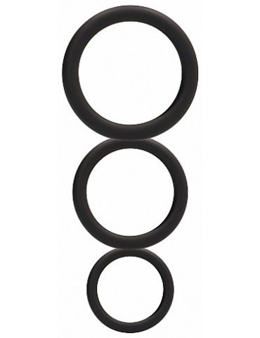 Set de 3 cockrings noirs en silicone