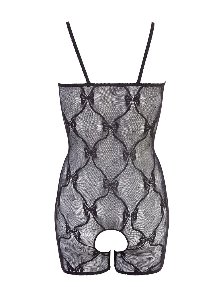 Combinaison short en résille noire - R2550113