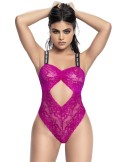 Body string en dentelle florale rose et bretelles larges élastiques  - MAL8693HPK
