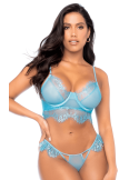 Ensemble 2 pièces en dentelle à cils bleue - MAL8920LBLU