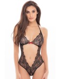 Bodystring en dentelle noire ouvert à l'entrejambe - REN50021-BLK