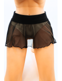 Mini jupe noire en résille transparente Stella - LSN3