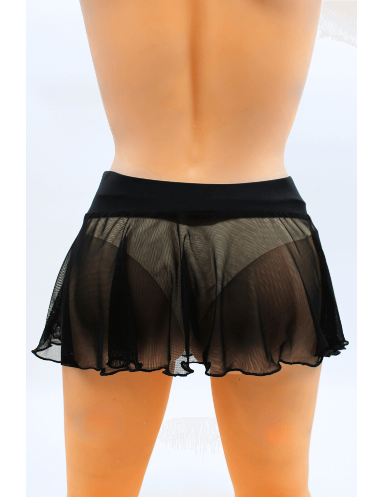 Mini jupe noire en résille transparente Stella - LSN3
