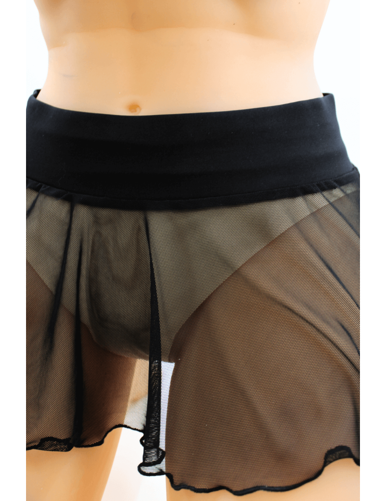 Mini jupe noire en résille transparente Stella - LSN3