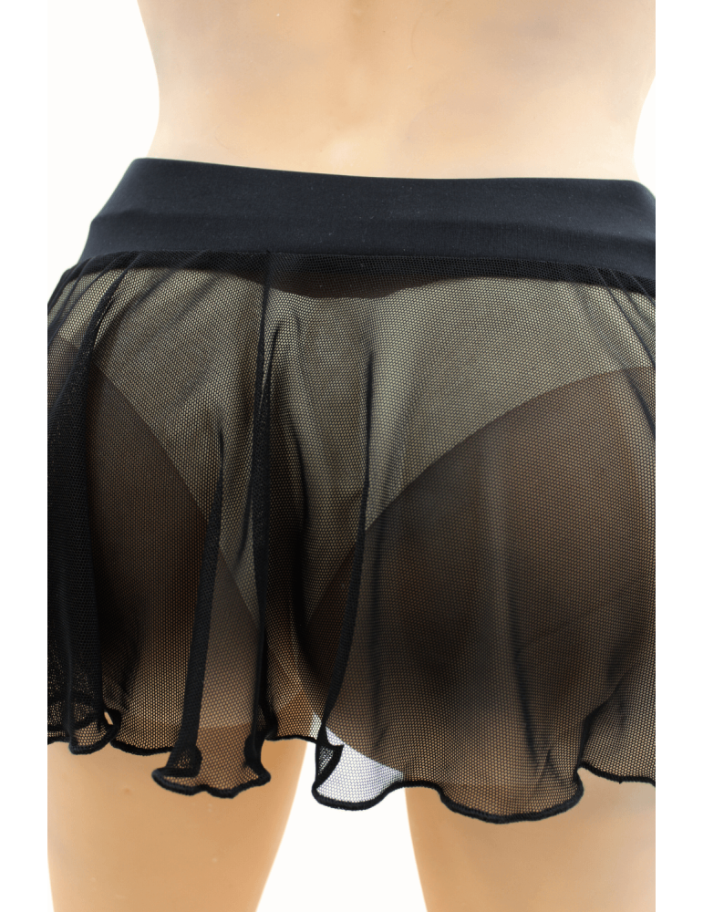 Mini jupe noire en résille transparente Stella - LSN3
