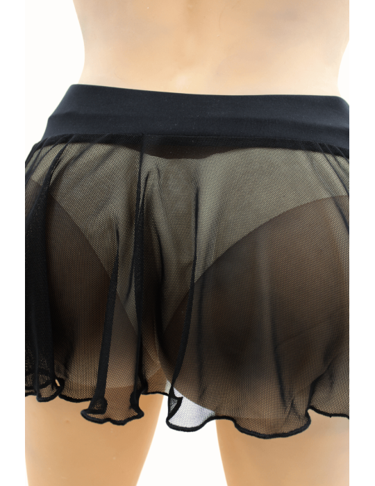 Mini jupe noire en résille transparente Stella - LSN3