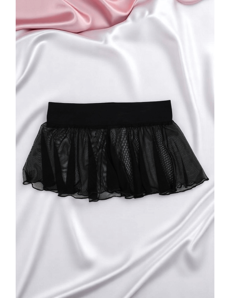 Mini jupe noire en résille transparente Stella - LSN3