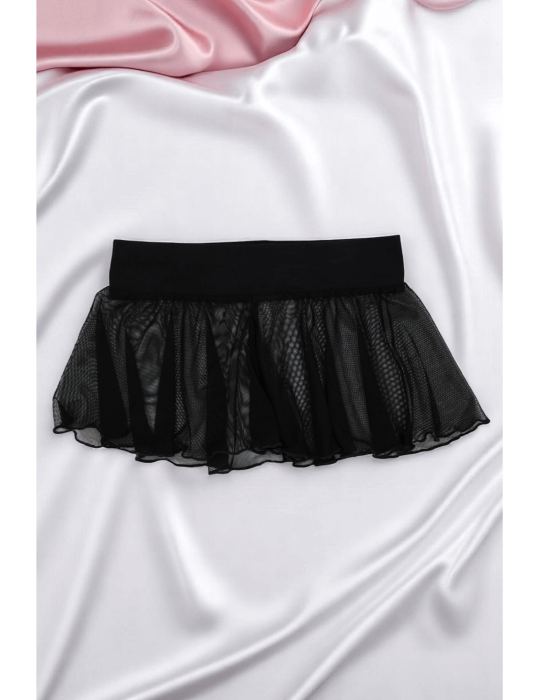 Mini jupe noire en résille transparente Stella - LSN3
