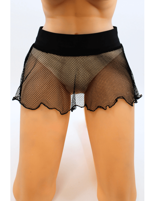 Mini jupe noire en résille large transparente Sofia - LSN4 Mini jupe noire en résille large transparente Sofia - LSN4