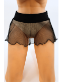 Mini jupe noire en résille large transparente Sofia - LSN4