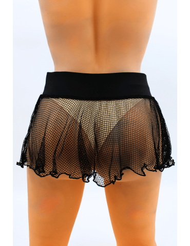 Mini jupe noire en résille large transparente Sofia - LSN4 2