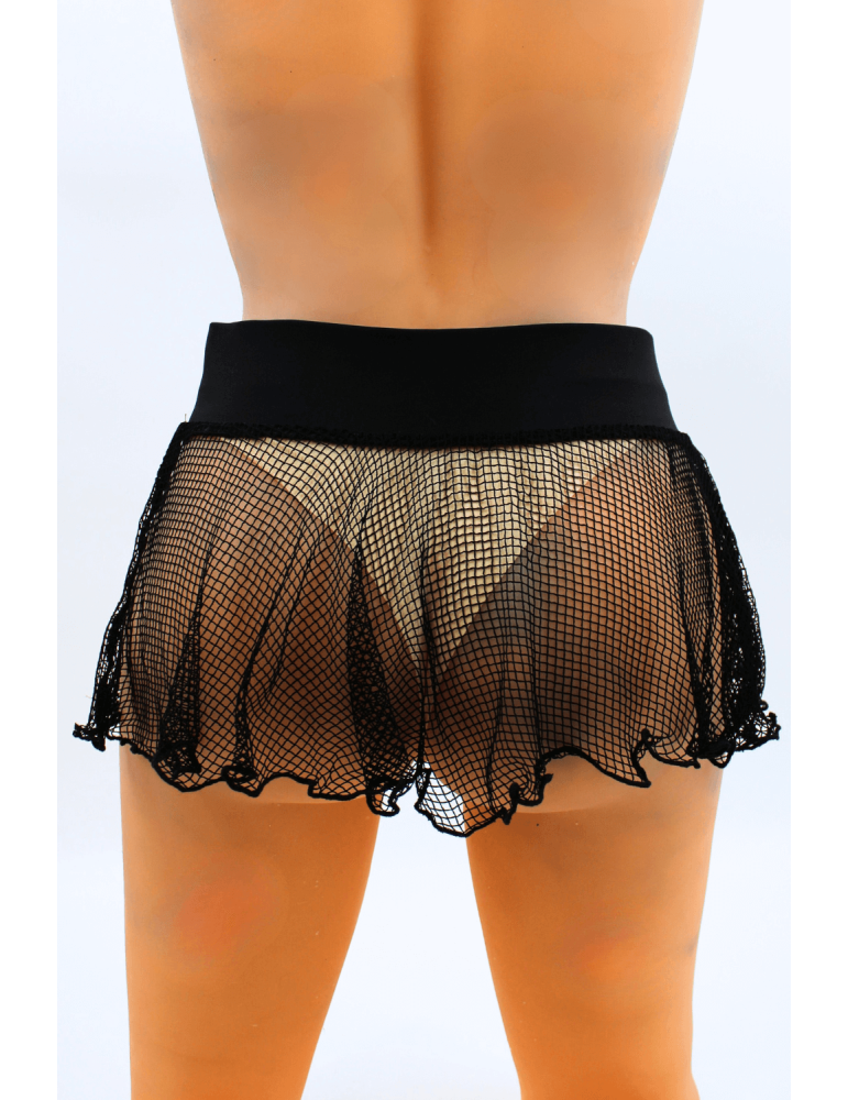 Mini jupe noire en résille large transparente Sofia - LSN4