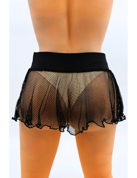 Mini jupe noire en résille large transparente Sofia - LSN4