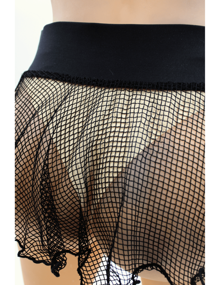 Mini jupe noire en résille large transparente Sofia - LSN4