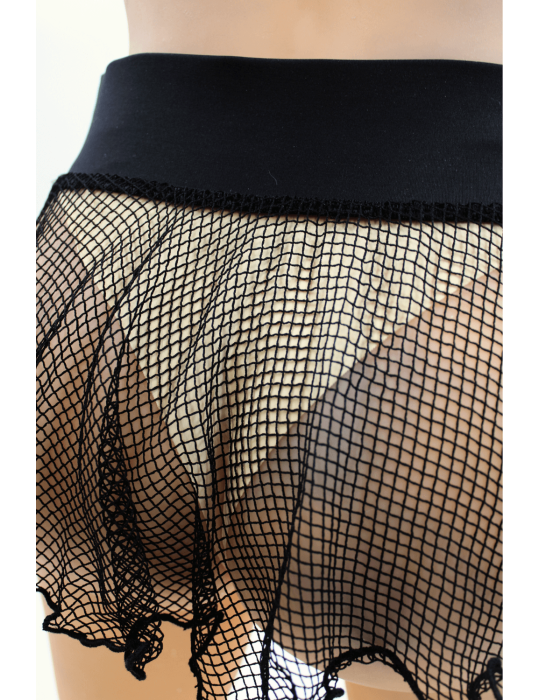 Mini jupe noire en résille large transparente Sofia - LSN4