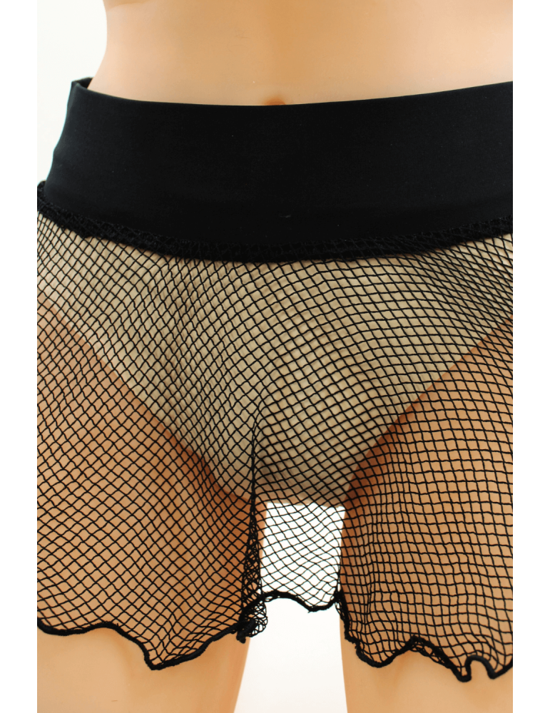 Mini jupe noire en résille large transparente Sofia - LSN4