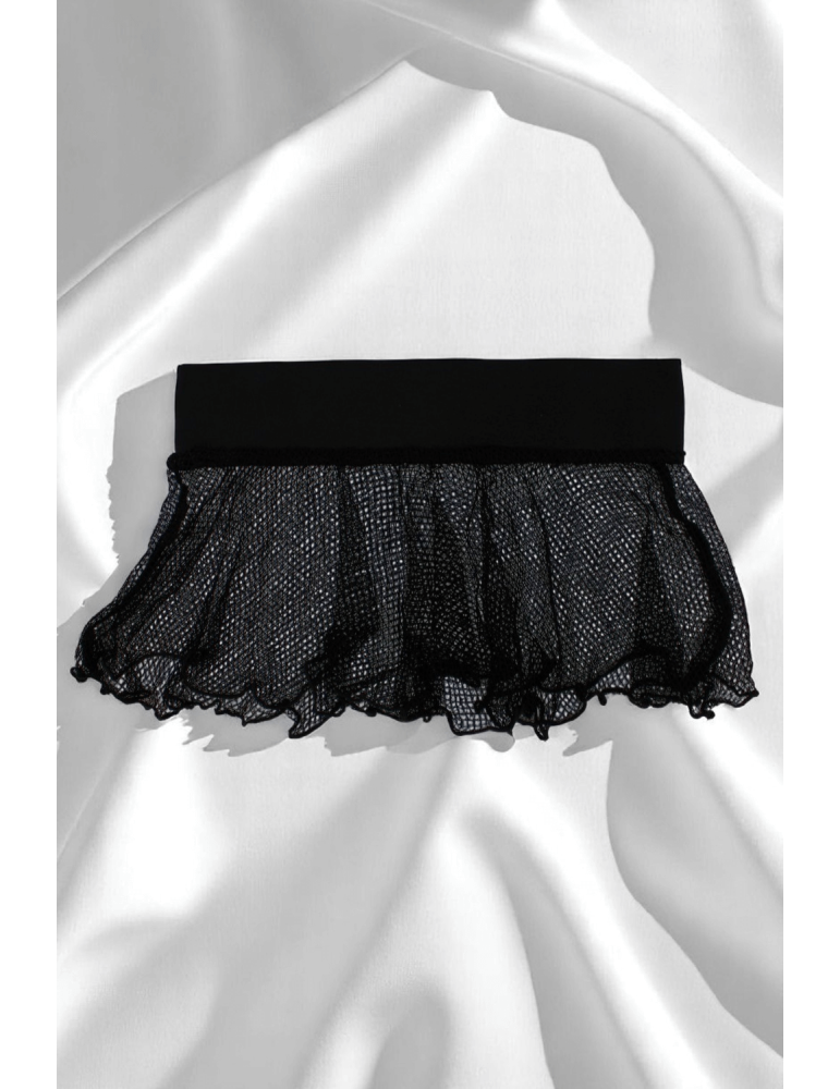 Mini jupe noire en résille large transparente Sofia - LSN4